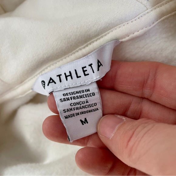 Athleta Retroplush II Hoodie Hooded Sweatshirt Creamy Ivory Medium - Picture 9 of 15